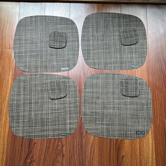 Chilewich Brown Plaid Table Mats (4) and Coaster Set (4) - Picture 1 of 6